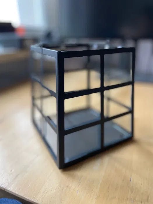 Lampion czarny metal/szkło