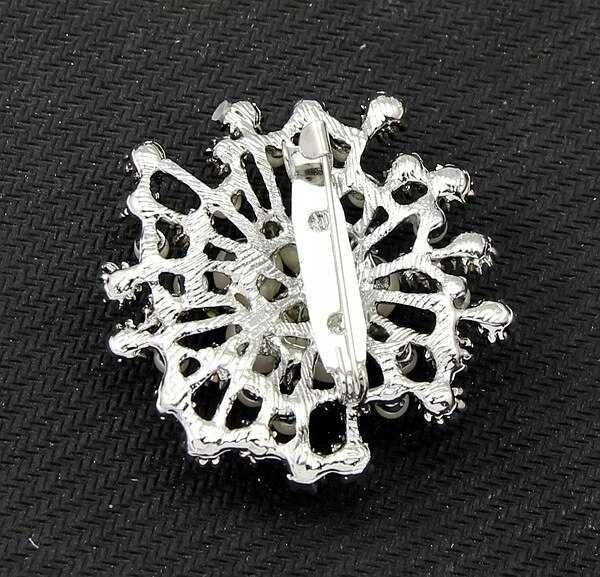 Broszka, płatek śniegu, perła, kryształ, 4,5 cm
