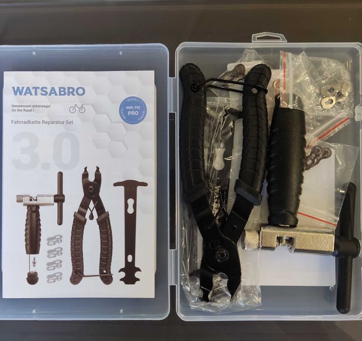 Kit de ferramentas para reparação de correntes de bicicleta