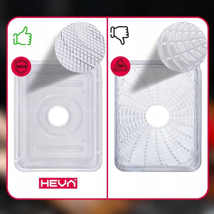 Suszarka do grzybów owoców HEVA +6 SIT 450W Inox duża aż 12L TIMER