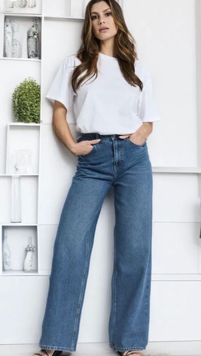 Джинси wide leg темно-сині