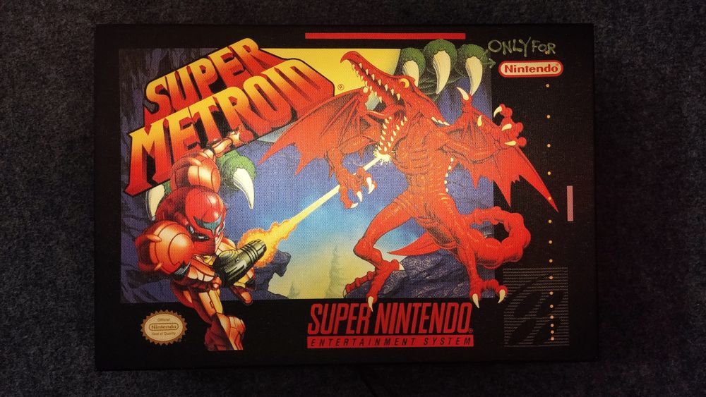 Super Metroid podświetlany obraz retro big box Nintendo