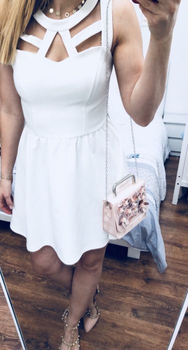 Sukienka ecru S River Island na studniówkę wyjątkowa