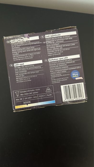 Reflektor spot LED czarny metalowy obrotowy ciepłe białe światło