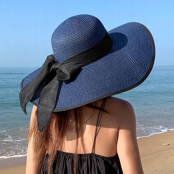 damski kapelusz floppy beach cap wide rand sun protection kapelusz