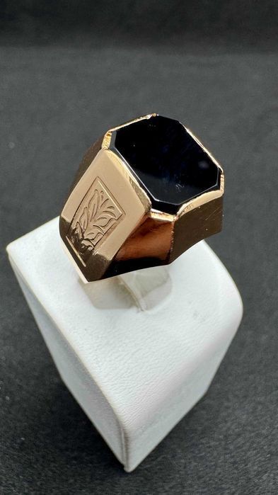 Męski złoty sygnet z czarnym kamieniem 14ct 585, 8,29g, rozmiar: 22