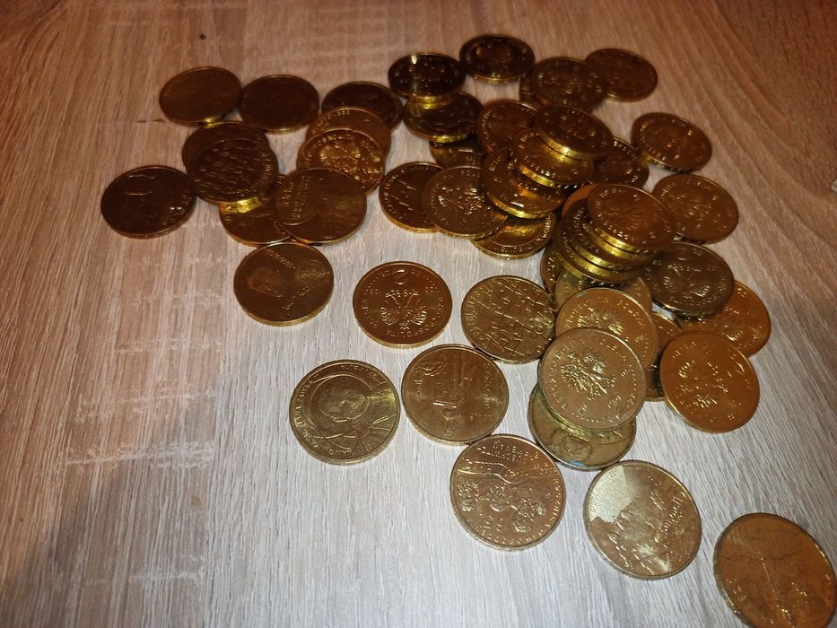 Polskie monety obiegowe 2 złotowe (64szt)