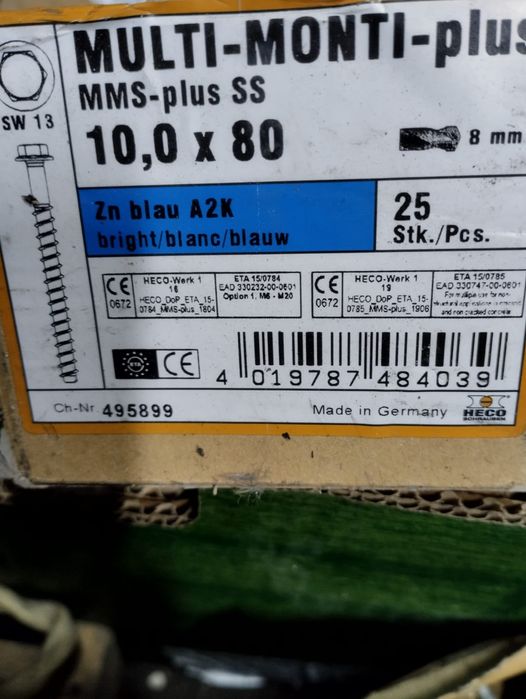 Śruby kotwy do betonu 10×80