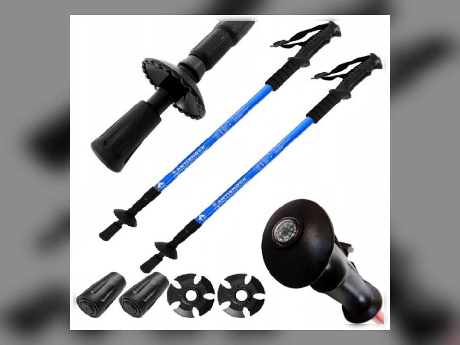 Kijki Do Nordic Walking 2 Szt Regulowane 63,5-135 Cm Trekkingowe 3 Segmentowe Czarne Do Chodzenia