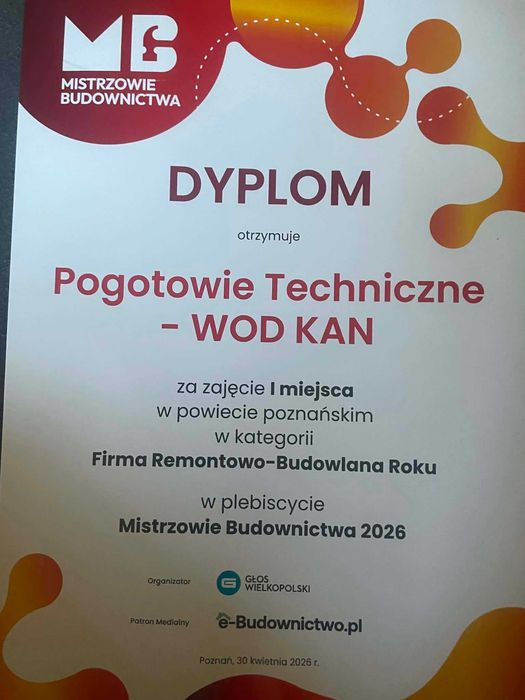 Hydraulik Poznań i Okolice Udrażnianie kanalizacji/WUKO pomoc 24h