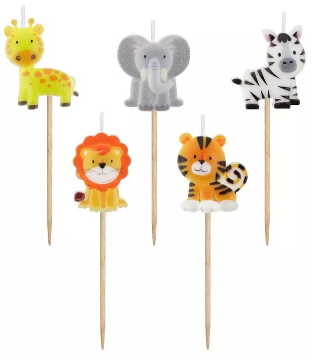 Świeczki pikery na tort, zwierzaki (5 sztuk). Godan