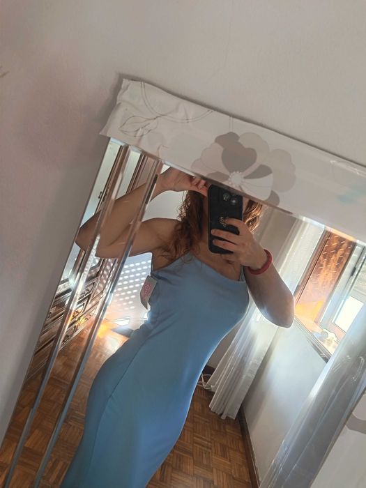 Vestido de verão comprido azul