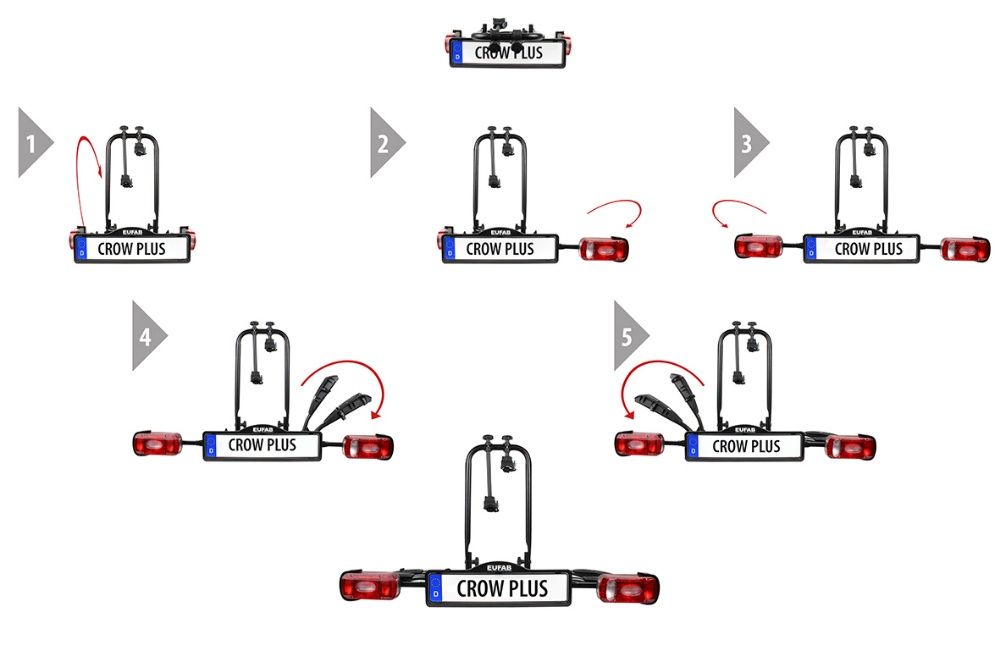 Składany bagażnik do przewozu rowerów na haku holowniczym "CROW PLUS"