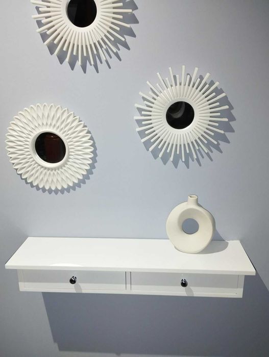 Dekoracja zestaw 3 luster w złotych ramkach do domu na ścianę