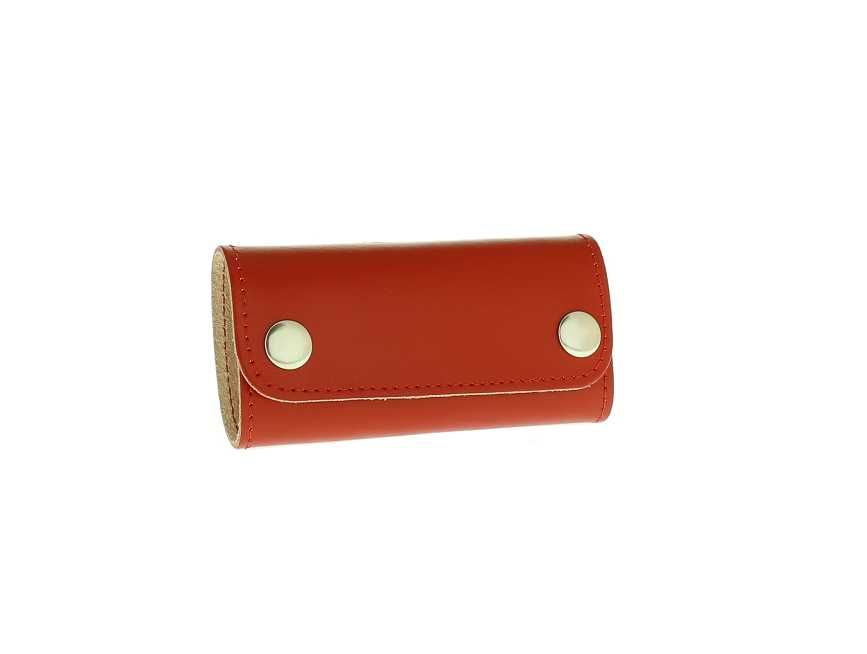 Skórzane etui na klucze pokrowiec kluczówka czerwona skóra haczyki