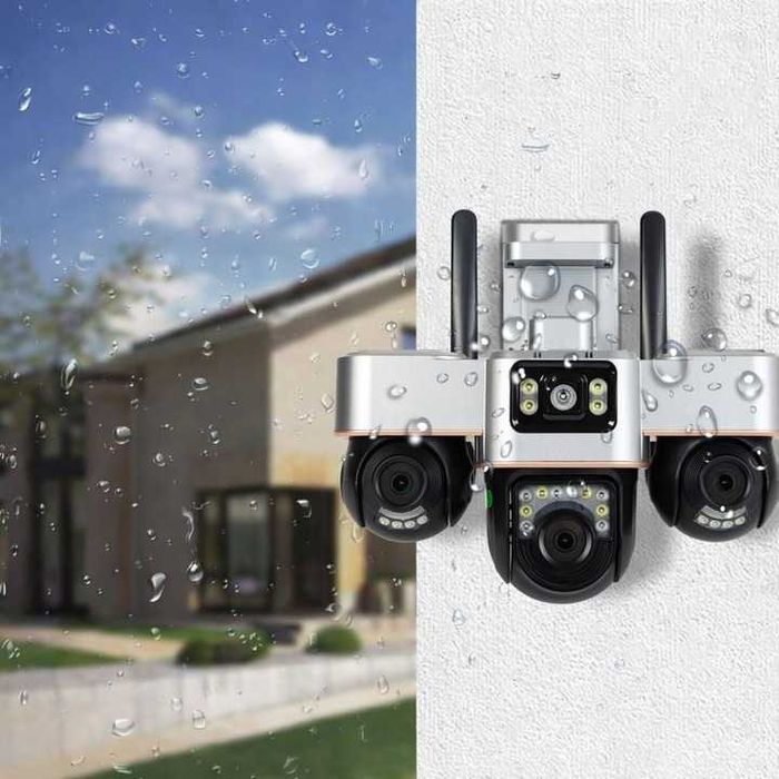 ZESTAW trzy obiektywowa kamera obrotowa zewnętrzna IP WiFi ZOOM alarm