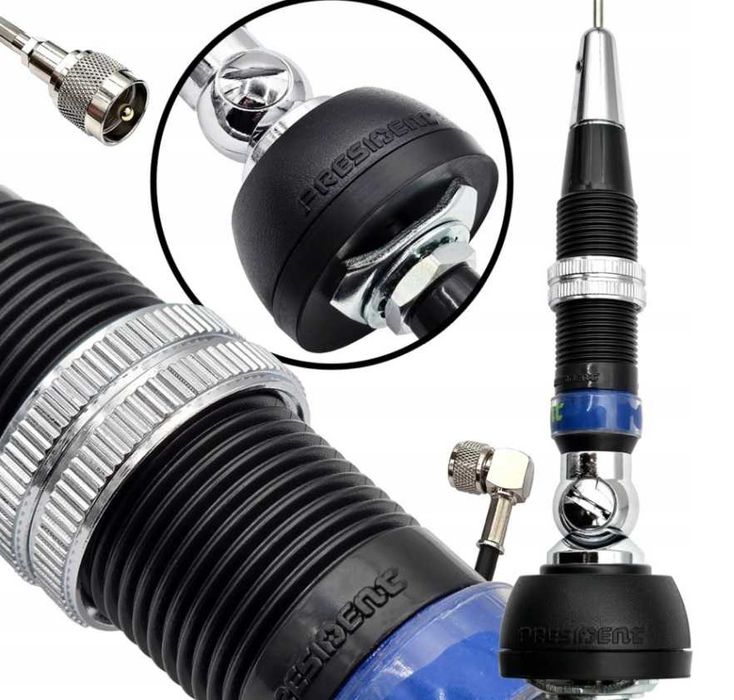 ANTENA CB PRESIDENT IOWA S oryginał 102cm + przewód + wtyk CB-UHF +4dB