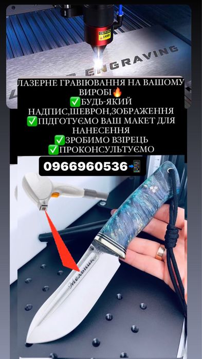 Лазерне гравіювання на металі, шкірі та пластику.Розробка макету