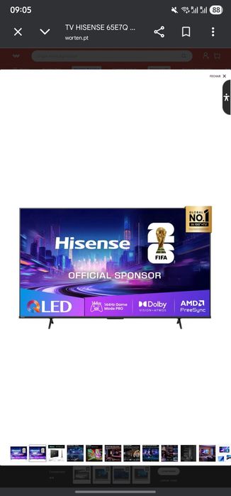 TV HISENSE 65A7NQ (QLED - 65'' - 165 cm - 4K Ultra HD - Smart TV)
