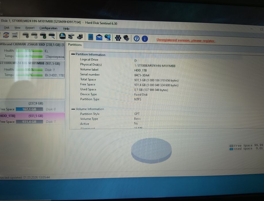 Ідеальний HDD_1 TB samsung