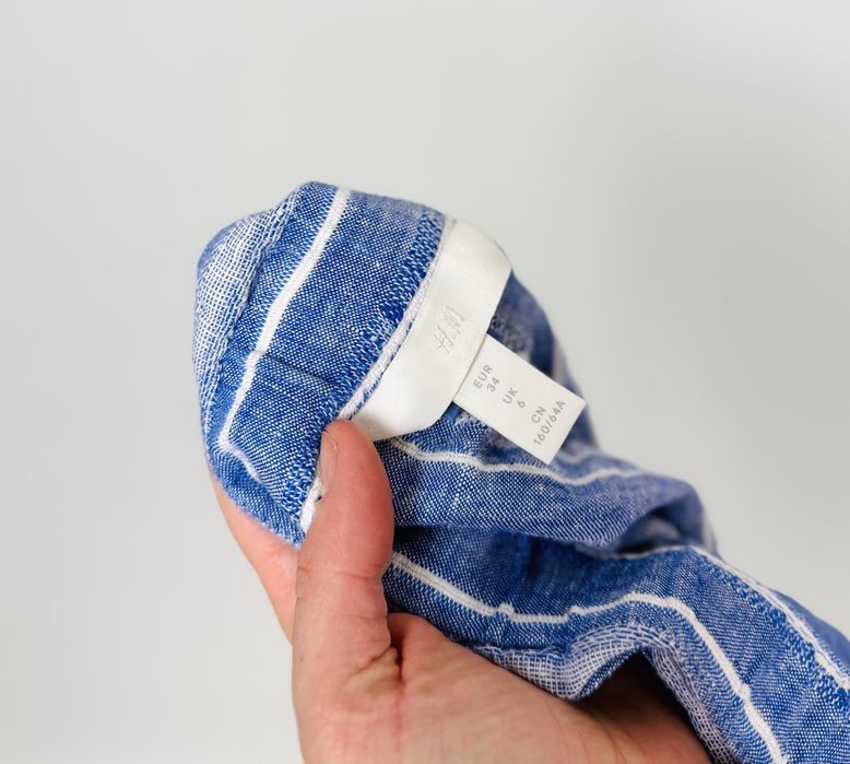 Lniane szorty w niebieskie pasy XS 34 H&M