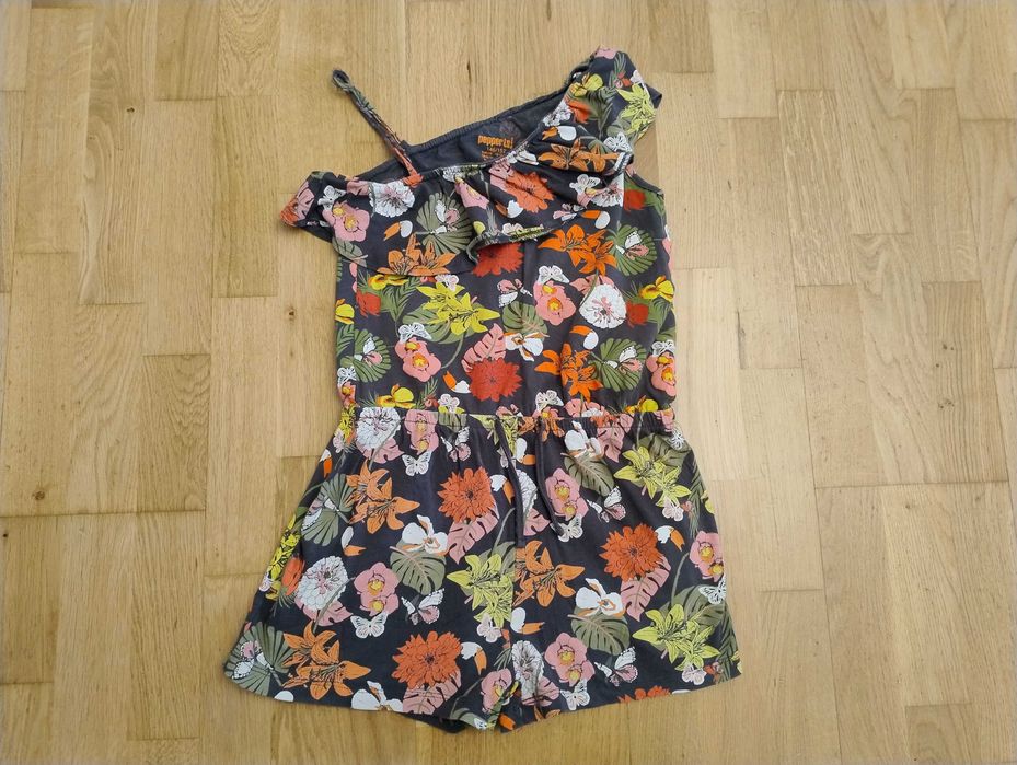 Kombinezon letni dziewczęcy Pepperts 146/152 kolorowe kwiaty falbanka