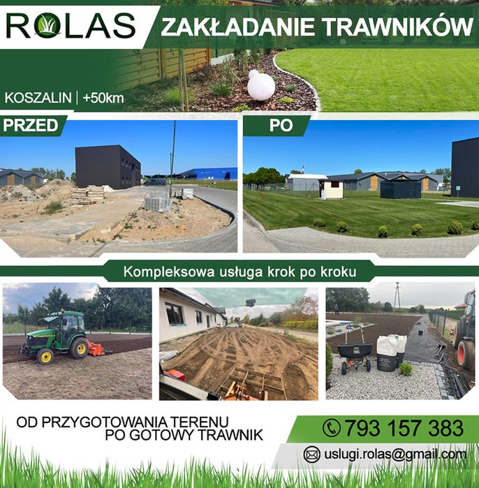 Zakładanie trawników i ogrodów - glebogryzarka,  niwelacja,  siew