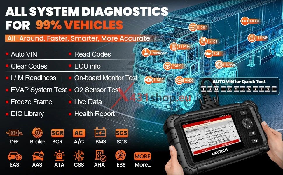 Máquina de diagnóstico para pesados Launch Crp129 HD Elite 24v NOVO