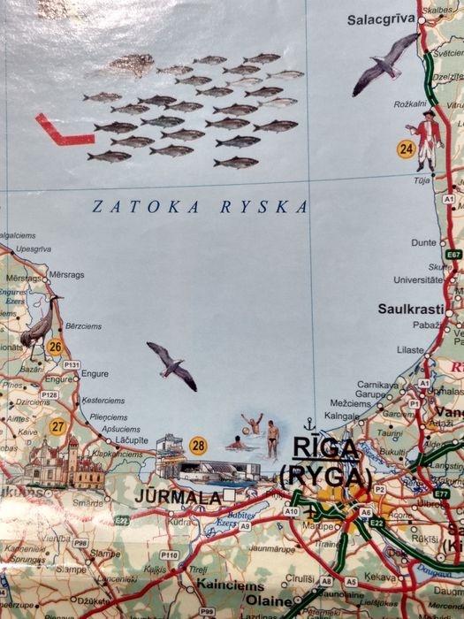 Mapa turystyczno - samochodowa Litwa, Łotwa, Estonia