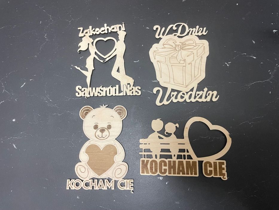 Napis drewniany, sklejka, cięcie laserem, dekoracja, grawerowanie