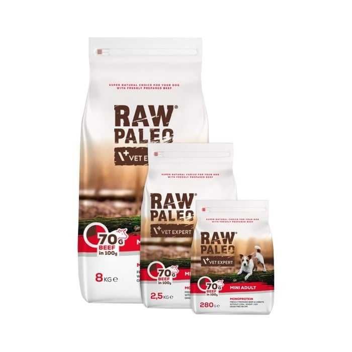 Raw Paleo Adult Mini Beef z wołowiną dla psów małych ras 14kg + GRATIS