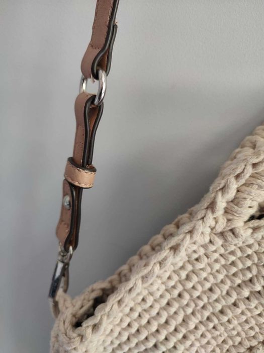 Szydełkowa torebka koszyk ręcznie robiona handmade na plażę