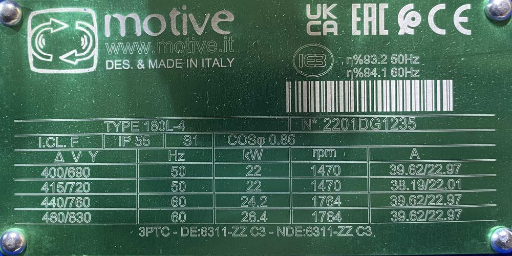 silnik elektryczny 22kW 1470obr. 3fazowy IE3