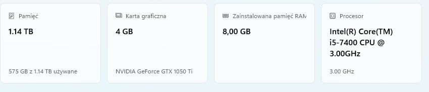 Komputer gamingowy I  GTX 1050TI  I  I5 7400  I z dodatkami