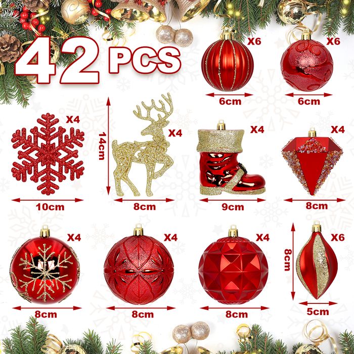 Zestaw bombek choinkowych StarryLights czerwono–złoty komplet