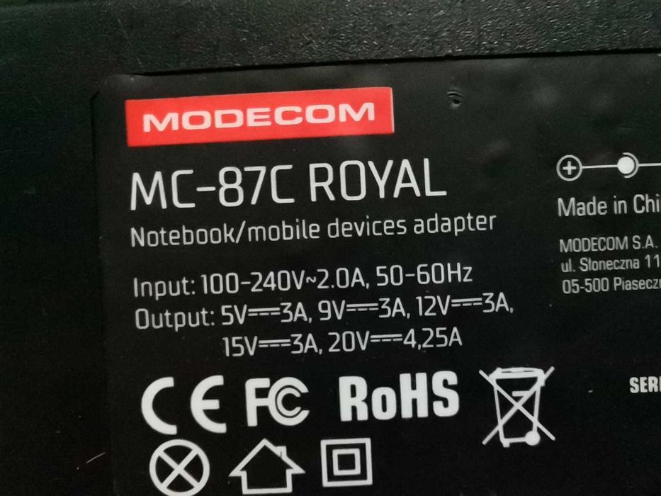 Zasilacze do laptopów HP, Panasonic, Modecom, Trust, Tracer, FSP, APD