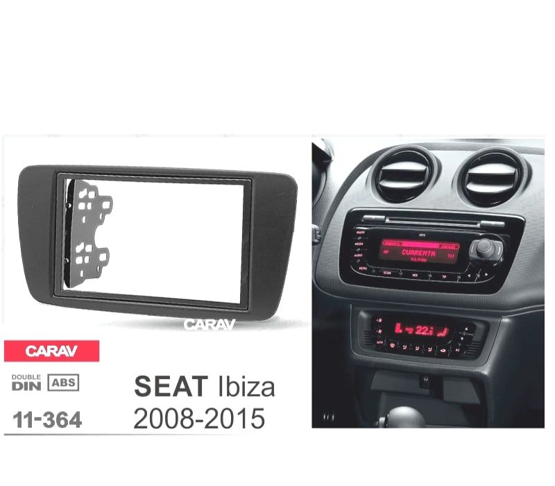 MOLDURA ADAPTADOR PRETO PARA RADIO 2-DIN PARA SEAT IBIZA 08-15