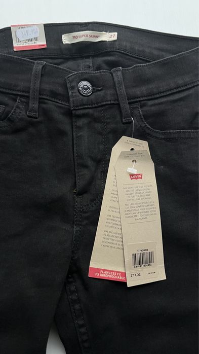 Levi’s 710 super skinny czarne nowe jeansy W27 L32