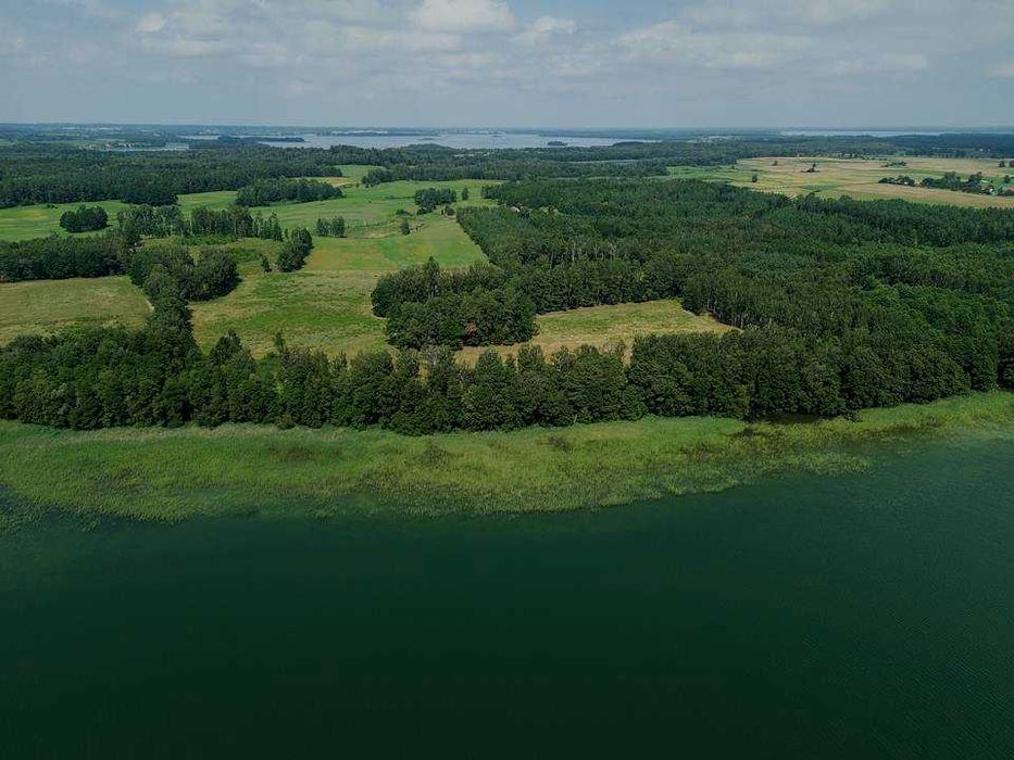 Mazury, Giżycko . Działka z linią brzegową nad jeziorem Dejguny.
