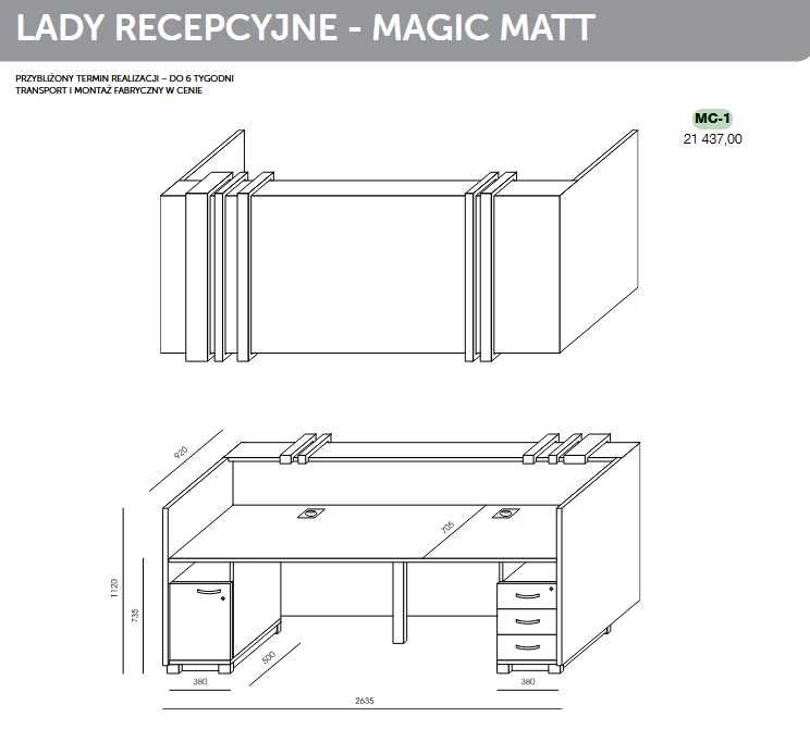 Lada recepcyjna WUTEH MC-1 Magic Matt OKAZJA