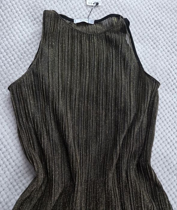 Nowa sukienka koktajlowa bez rękawów świecąca nitka mieniaca się 38