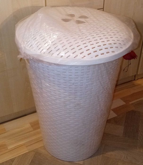 Kosz na pranie, na odzież do prania. Biały. 70 Litrów