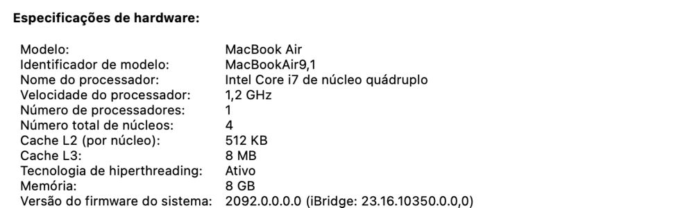 MacBook Air 13” (2020) – i7, 8GB RAM, 256GB SSD – Excelente estado!
