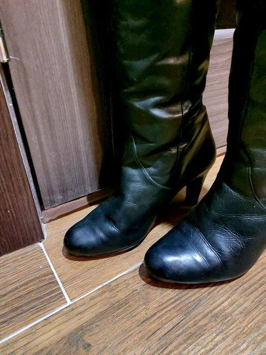 Кожанные зимние сапоги