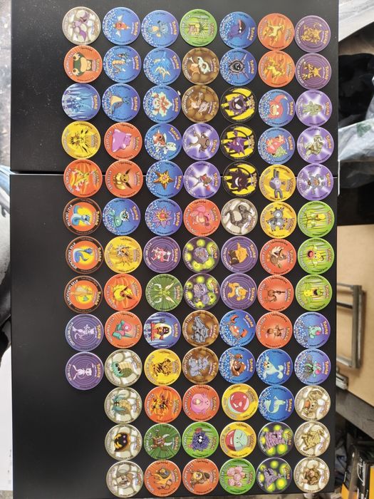 Coleção de tazos Pokémon completa!