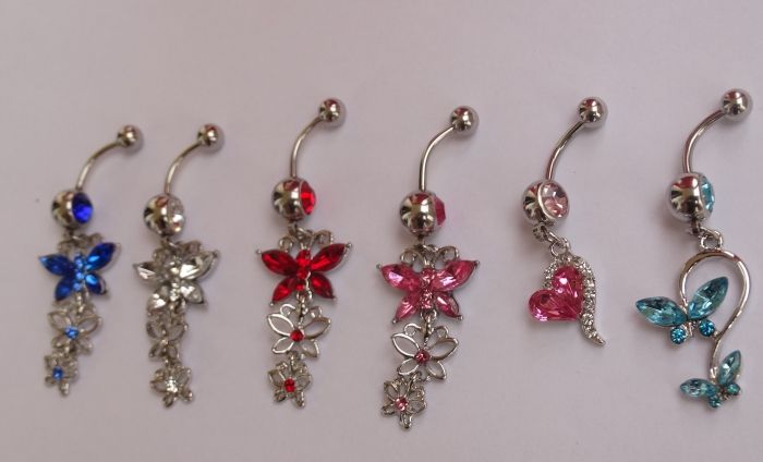 Kolczyki do pępka piercing z zawieszką stal chirurgiczna 316L