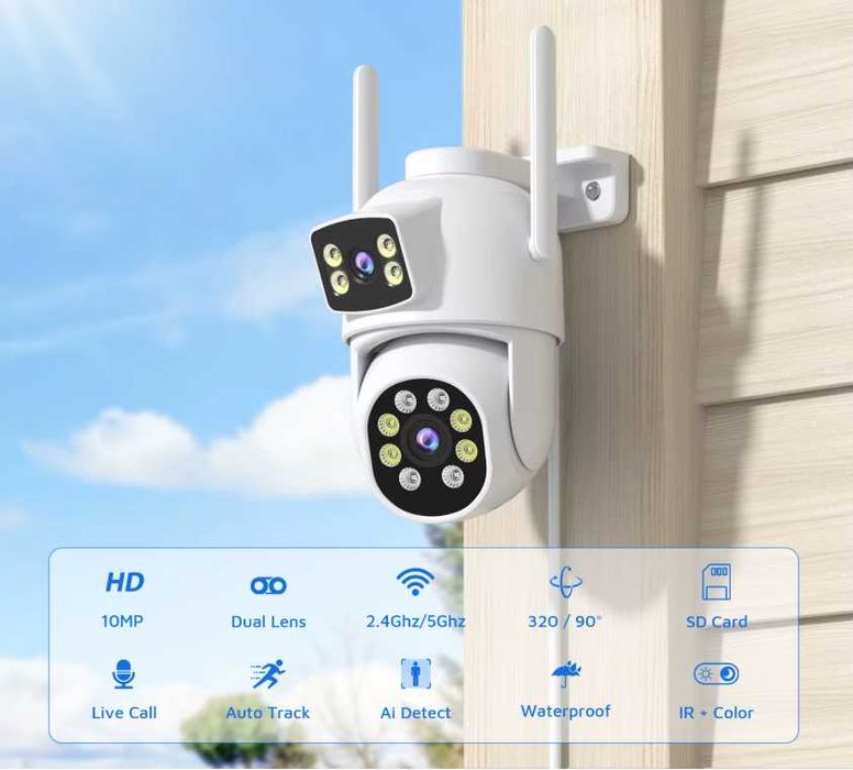 Вулична IP-камера Besder A9Q 8 МП 2 камери | PTZ 270°/90° | Wi-Fi/LAN/Bluetooth | IP66