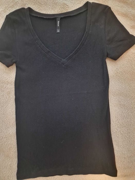 Czarny top w prążki xs