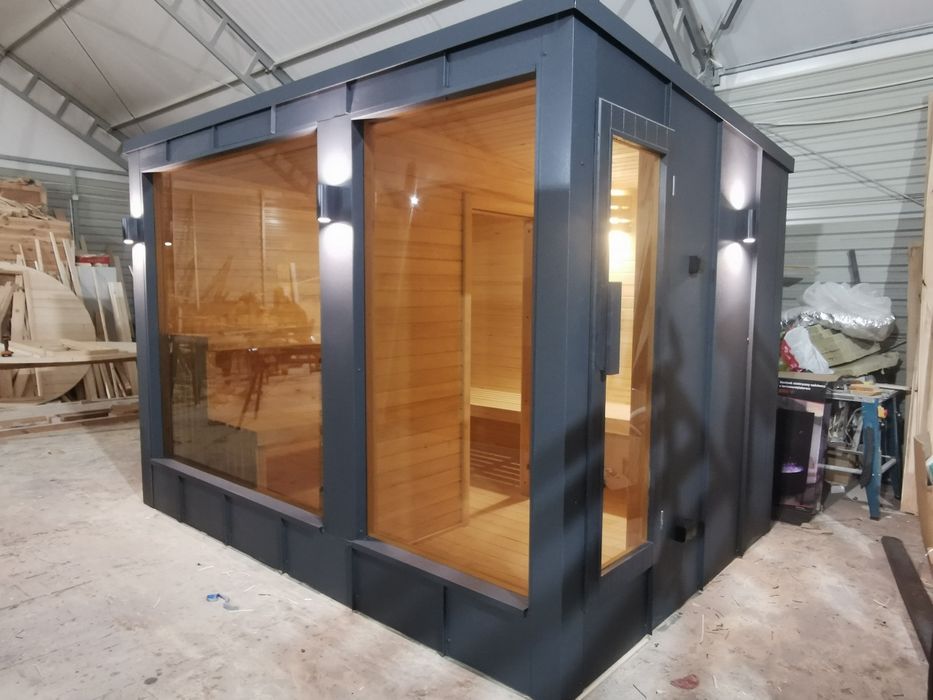 Sauna Ogrodowa Nowoczesna 3,4x 2,3m Blacha Rąbek +Piec Komplet!