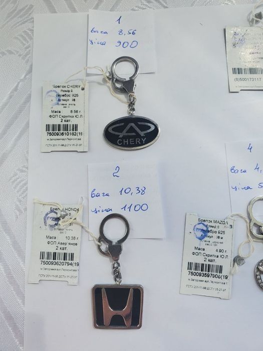 Брелок серебряный с золотой вставкой